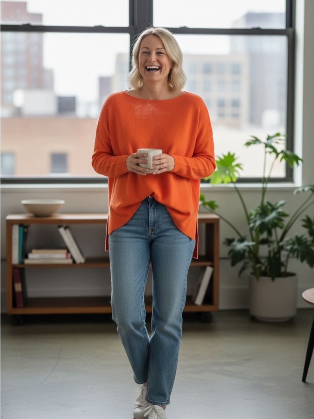 Vince Orange Lightweight Boatneck Sweater